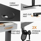 Seang Standing Desk with Drawer, 48" x 24" Height Adjustable Stand Up Desk, 3 Memory Height Settings with Cable Grommets & Storage Hooks, Ideal for Home & Office, Black Seang