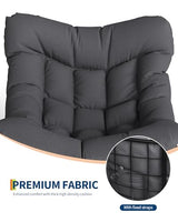 GarveeLife Outdoor Papasan Rocking Chair, Oversized Rocking Chair with Sturdy Metal Frame, Patio Egg Rocker for Balcony Backyard Porch Bedroom, Grey