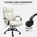 Vinsetto Big and Tall Executive Office Chair 485lbs with Wide Seat, High Back Computer Desk Chair with Tilt, Adjustable Height, Cream White Vinsetto