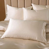P Pothuiny 5 Pieces Satin Duvet Cover King Size Set, Luxury Silky Like Taupe Duvet Cover Bedding Set with Zipper Closure, 1 Duvet Cover + 4 Pillow Cases (No Comforter) P Pothuiny