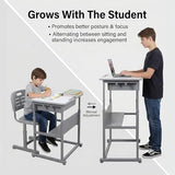 Luxor Student-M Student Desk - Manual Adjustable Desk, Ample Storage with Open Book Box and Shelf, 27.5"W x 19.5"D x 24.5" to 42"H Luxor