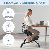 Ergonomic Kneeling Chair with Backrest & Lumbar Support, Adjustable Height Desk Chair with Wheels & Thick Cushion, Ideal for Office & Work from Home, Support Upright Sitting & Relieve Back Pain Generic