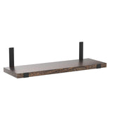 Mkono Rustic Wood Floating Shelves Wall Mounted Shelving Set of 2 Decorative Wall Storage Shelves with Lip Brackets for Bedroom, Living Room, Bathroom, Kitchen, Hallway, Office Mkono