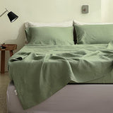 Simple&Opulence French Linen Flat Sheet,100% Natural Flax Bedding Sheet with Stone Washed King Size(108''x102'') Ultra Soft Breathable-1 Piece Flat Top Sheet Only Basic Style, Sage Green Simple&Opulence