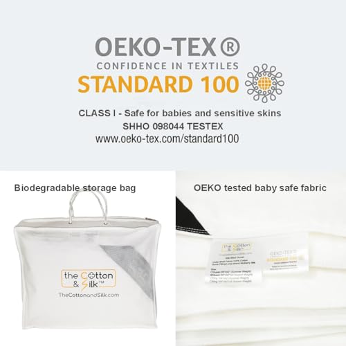 THE COTTON & SILK®️ 100% Mulberry Silk Filled Comforter for Spring/Fall/Mild Summer - Luxury, Ultra Soft, Breathable, Naturally Body-Hugging Silk Duvet Insert/Bedding Blanket - Twin Size THE COTTON & SILK