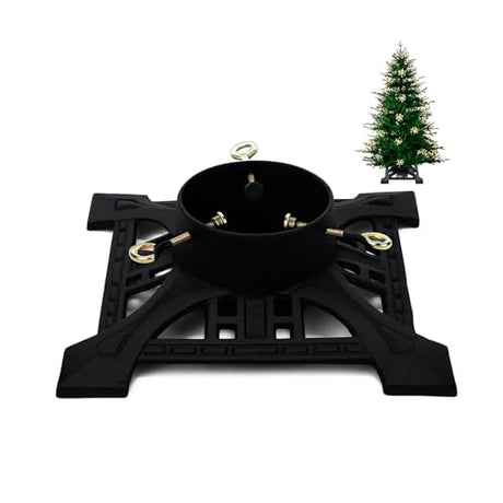 Huwena Christmas Tree Stand with Water Reservoir 8ft Christmas Tree Holder Real Xmas Artificial Trunks Stand Fits Up to 5" Pine Holder Base Cast Iron for Xmas Rustic Decoration Square (Green,Fresh) Huwena