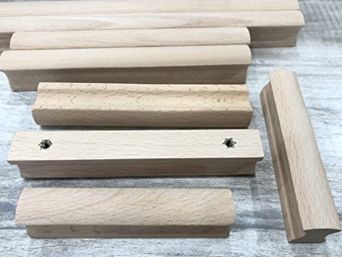 Tsnamay 6Pcs Unfinished Beech Wood Solid Furniture Pulls Handles,Unfinished Unpainted Paintable Wooden Handles Cupboard Closet Drawer Handle Tsnamay