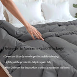 ROYALE LINENS Reversible Comforter - Twin XL Duvet Insert - All Season Soft Quilted Comforters with 8 Corner Tabs - Down Alternative Bedding Comforter - Duvet Insert (Black/Charcoal, Twin XL 68"x92") ROYALE LINENS