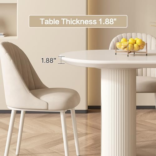 GraceNook 55.11" Modern White Dining Table, Funky Oval Kitchen Table with Powerful Ripple Support Legs for Dining Room, Kitchen, Home Office GraceNook