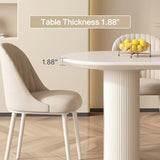 GraceNook 55.11" Modern White Dining Table, Funky Oval Kitchen Table with Powerful Ripple Support Legs for Dining Room, Kitchen, Home Office GraceNook