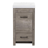 Spring Mill Cabinets Nixie 18 Inch Bathroom Vanity with White Single Sink Top, 1-Door Cabinet, 1 Drawer, 18.5" W x 16.75" D x 34.38" H, White Washed Oak Spring Mill Cabinets