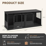 Homiflex 70.86" Double Dog Crate Furniture for 2 Medium Large Dogs Wooden Heavy Duty Dog Kennel Furniture with 2 Sliding Doors and Divider Decorative Dog Cage TV Stand End Table for Indoor Drak Grey Homiflex