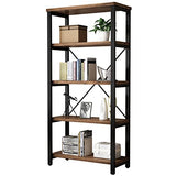 5-Tier Vintage Industrial Solid Wood Bookshelf with Metal Frame AY-AOYUAN