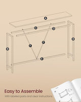 VASAGLE Console Sofa Table, Narrow Entryway Table, for Living Room, Bedroom, Easy Assembly, Marble White and Ink Black ULNT020W01 VASAGLE