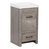 Spring Mill Cabinets Nixie 18 Inch Bathroom Vanity with White Single Sink Top, 1-Door Cabinet, 1 Drawer, 18.5" W x 16.75" D x 34.38" H, White Washed Oak Spring Mill Cabinets