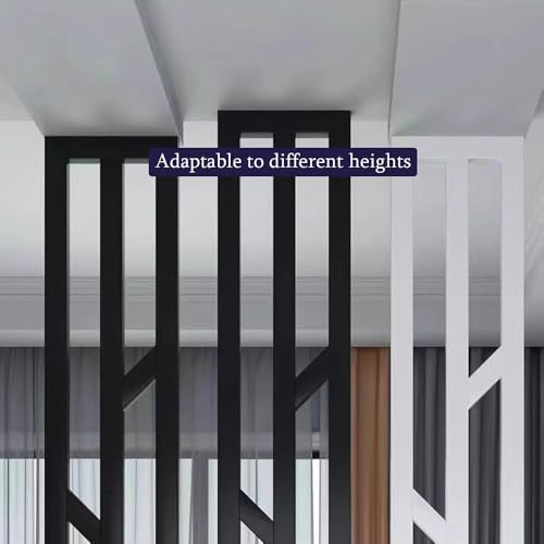 Floor to Ceiling Room Divider, Metal Room Divider, Entrance Hall Partition Screen Column Floor to Ceiling, Column Decor Grille Adjustable Height for Teahouse Coffee Shop Hotel (Black,270cm / 106.29"H) VIBRFURE