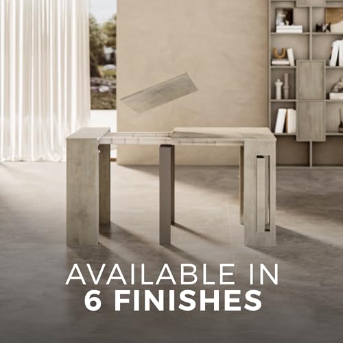 Mobili Fiver, Easy, Extendable Console Table with Extension Leaves Holder, 17.7(120.1) x35.4 in, Concrete Effect, Grey, Made in Italy Mobili Fiver