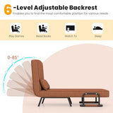 S AFSTAR 4 in 1 Convertible Sofa Chair Bed, Tri-fold Leisure Recliner Sleeper with 6-Position Adjustable Backrest, Pillow & Metal Frame, Folding Chaise Lounge Couch for Apartment, Bedroom (Coffee) S AFSTAR