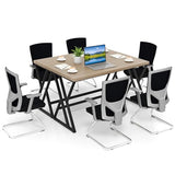 Giantex 5 FT Conference Table for 4-6 People, Modern 48" D x 59" W Large Meeting Table with Z-Shaped Metal Leg, Rectangle Conference Room Table for Office, Boardroom, Grey Oak Giantex