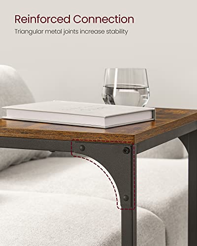 VASAGLE C-Shaped End Table Set of 2, Small Side Table for Couch, Sofa Table with Metal Frame for Living Room, Bedroom, Bedside, Rustic Brown and Black VASAGLE