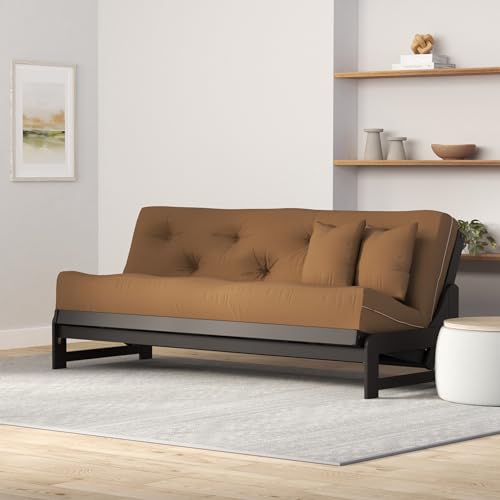 Nirvana Futons Arden Armless Dark Espresso (Near Black) Wood Futon Frame Only, Full or Queen Size - Solid Hardwood Sofa Bed Frame, Space Saving Design Ideal for Small Rooms