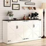 Sideboard Buffet Cabinet with Storage - 65 Inch Farmhouse Kitchen Sideboard Cabinets with Adjustable Shelves, Wooden Coffee Bar Storage Cabinet Buffet Table for Kitchen, Dining Room, White chartustriable
