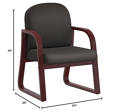 Boss Office Products Mahogany Frame Fabric Side Chair in Black, 250 (B9570-BK) Boss Office Products