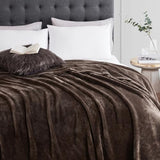 Hansleep Fleece Brown Full Blanket, Super Soft Flannel Fuzzy Plush Cozy Blanket for All Seasons, Brown, Full 84x90 Inches Hansleep