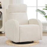 Dual Motors Power Recliner with Adjustable Headrest, Electric Swivel Rocker Recliner for Nursery, Glider Reclining Rocking Nursery Chairs for Small Space, Living Room, Bedroom, Chenille Cream White