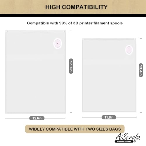 AiScrofa Filament Storage Bag Vacuum Kit with Two Sizes - 19 PCS Cleaning Drying Sealed 10 Bags for 3D Printer Filament with Desiccants/Humidity Indicator (Vacuum Bags Kit 1 Pack（only Bags) AiScrofa