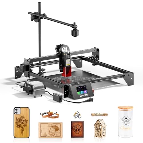 LONGER RAY5 10W Laser Engraver with Air Assist & LightBurn Camera, Auto Positioning & Capture, High-Precision Laser Cutter for Wood, Metal, Acrylic, Tumblers & Cylindrical Objects Longer