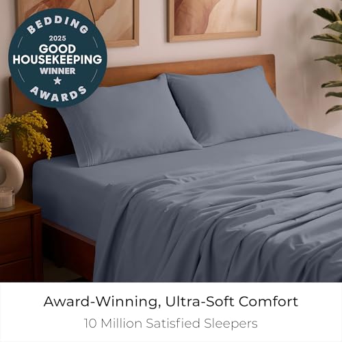 Mellanni Queen Sheets Set - 4 PC Iconic Collection Bedding - Hotel Luxury, Extra Soft, Cooling Bed Sheets - Wrinkle, Fade, Stain Resistant (Queen, Mineral Gray) Mellanni