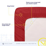Queen Size Bed Sheets - Breathable Luxury Sheets with Full Elastic & Secure Corner Straps Built In - 1800 Supreme Collection Extra Soft Deep Pocket Bedding Set, Sheet Set, Queen, Red Sweet Home Collection