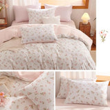 Erwinmu Floral Comforter Set Full Size - 3 Pieces Pink White Floral Comforter Bedding Sets Reversible Pattern,Full Bed in a Bag with Flowers Comforter and 2 Pillowcases Erwinmu
