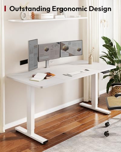 SANODESK Dual Motor Electric Standing Desk 79 x 32 Inches, Height Adjustable Sit Stand Desk with Large Splice Board for Home Office, Computer Workstation, Study & Gaming, White Frame/White Top SANODESK