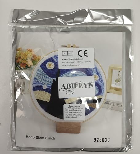 Abillyn Punch Needle Embroidery Starter Kit for Beginner, Punch Needle Fabric with Starry Sky Pattern, Embroidery Hoops and Embroidery Pen (Starry Sky) Abillyn