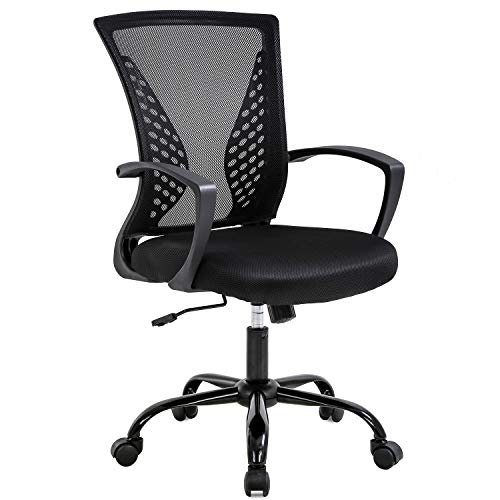 BestOffice Office Chair Ergonomic Desk Chair Mesh Computer Chair with Lumbar Support Armrest Mid Back Rolling Swivel Adjustable Task Chair for Women Adults, Black BestOffice