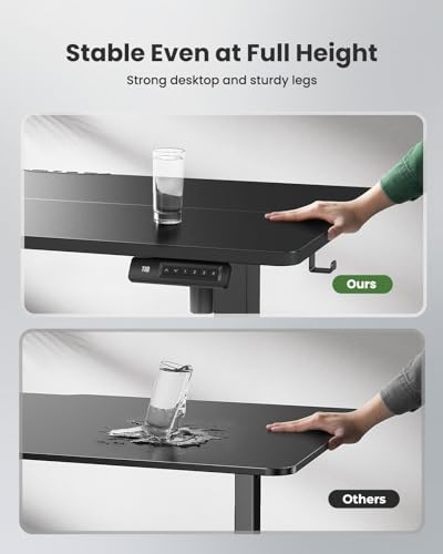 Marsail Electric Standing Desk, Adjustable Height Stand up Desk, 48 x 24 Inches Sit Stand Home Office Desk, Computer Desk, Black Marsail