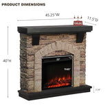 FESTIVITY 45 Inch Freestanding Mantel with 23" Electric Fireplace Insert for Living Room & Bedroom, Realistic Log and Flame Effect, Remote Control, Timer (Brown) FESTIVITY