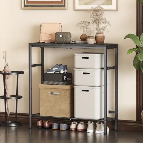 Homeiju Entryway Table 31.5" Width, 2-Tier Console Table with Adjustable Shelves, Industrial Sofa Table with Storage, Foyer Tables for Entryway, Hallway, Kitchen, Living Room and Bedroom, Black Homeiju