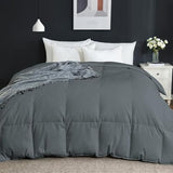 Goose Feather Comforter Queen Size, Duvet Insert All Season Queen, Bed Comforter Quilted Hotel Luxury Fluffy 100% Cotton Blanket with 8 Corner Tabs, 90 x 90 Inch, Grey, Machine Washable Deodar