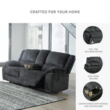 Signature Design by Ashley Draycoll Contemporary Double Reclining Manual Loveseat with Center Console, Dark Gray Signature Design by Ashley