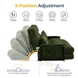 MAXYOYO Adjustable Floor Sofa Couch with 2 Pillows, Multi-Functional Bean Bag Bed, 5-Position Foldable Lazy Sofa Sleeper Bed with Armrest, Versatile Floor Seating for Reading, Dark Green, Double MAXYOYO
