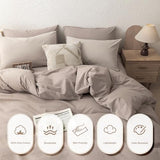 linenestbedding 100% Washed Cotton Duvet Cover Set Queen Size with Bag,Ultra Soft and Lightweight, All Season Bedding with Zipper and Ties, Minimalist Neutral Style (Light Khaki, Queen(90"x90")) linenestbedding