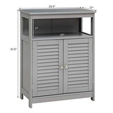 Tangkula Grey Freestanding Bathroom Storage Cabinet with Double Shutter Doors and Adjustable Shelf Tangkula