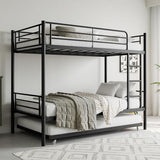 Bellemave Metal Bunk Bed with Trundle, Twin Over Twin Bunk with Guardrail and Ladder for Kids/Teenagers, Adults, No Box Spring Needed, Black with Ladder Bellemave