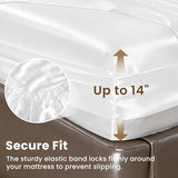 Love's cabin Full Size Satin Sheet Sets - 4 Piece White Silky Satin Sheet Set Full with Deep Pocket, Luxury Silk Feel Satin Bed Sheets Full Bedding Set (1 Flat Sheet,1 Fitted Sheet,2 Pillow Cases) Love's cabin