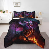 Erosebridal 3D Dragon Bedding Set King Magical Wildlife Comforter Set, Wild Animal Bedding Comforter Sets Gradient Lightning Down Comforter, Glowing Fire Duvet Insert Boys Girls Funny Home Decoratives Erosebridal
