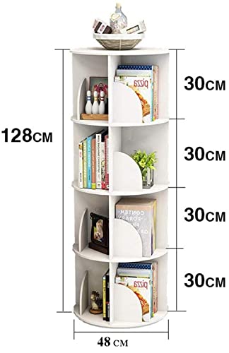 Intexca 4-Tier 360° Rotating Stackable Bookshelf Organizer in White - WoodArtSupply