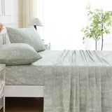 Homilay 100% Natural Cotton Percale Sheets Set,Full Size 4 PC, Breathable&Durable Hotel Quality Bedding, 16" Deep Pocket Botanical Floral Bedsheets,Sage Green Homilay